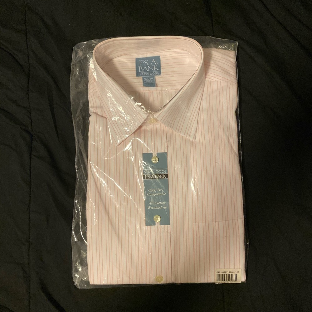Jos. A. Bank Red Vertical Stripe Dress Shirt